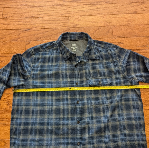 George plaid flannel button down shirt - men's XL - blue and gray plaid - Picture 6 of 7